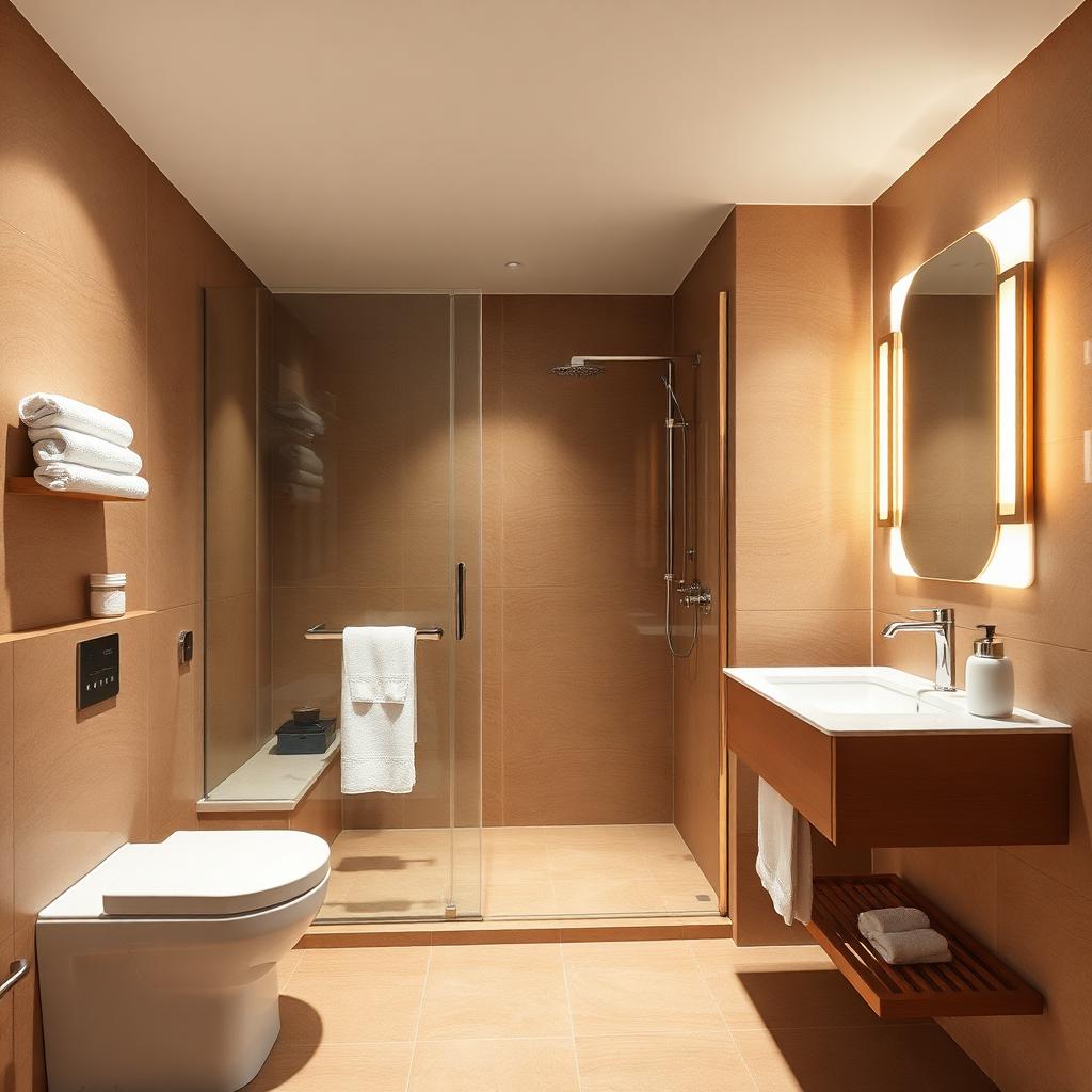 Clean modern en-suite bathroom with walk-in shower